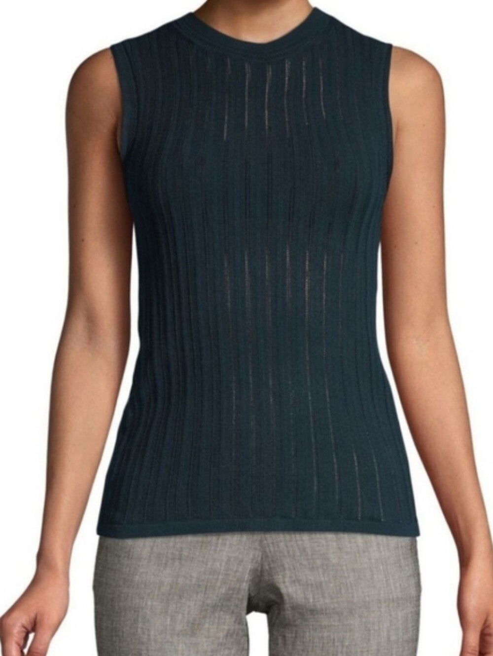 Theory Pointelle Prosecco Cross Back Shell Top Turquoise Blue Sz Medium